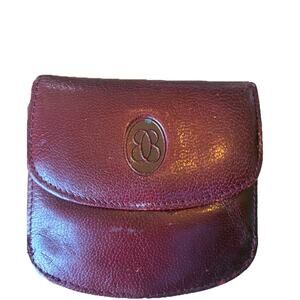 Vtg Buxton Burgundy Brown Leather Mini Wallet Coin Purse Billfold Currency Slots